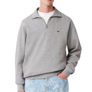 Lacoste Men’s 1/4 Zip Sweatshirt Pullover Gray Size L FR 5 Made in Peru Croc